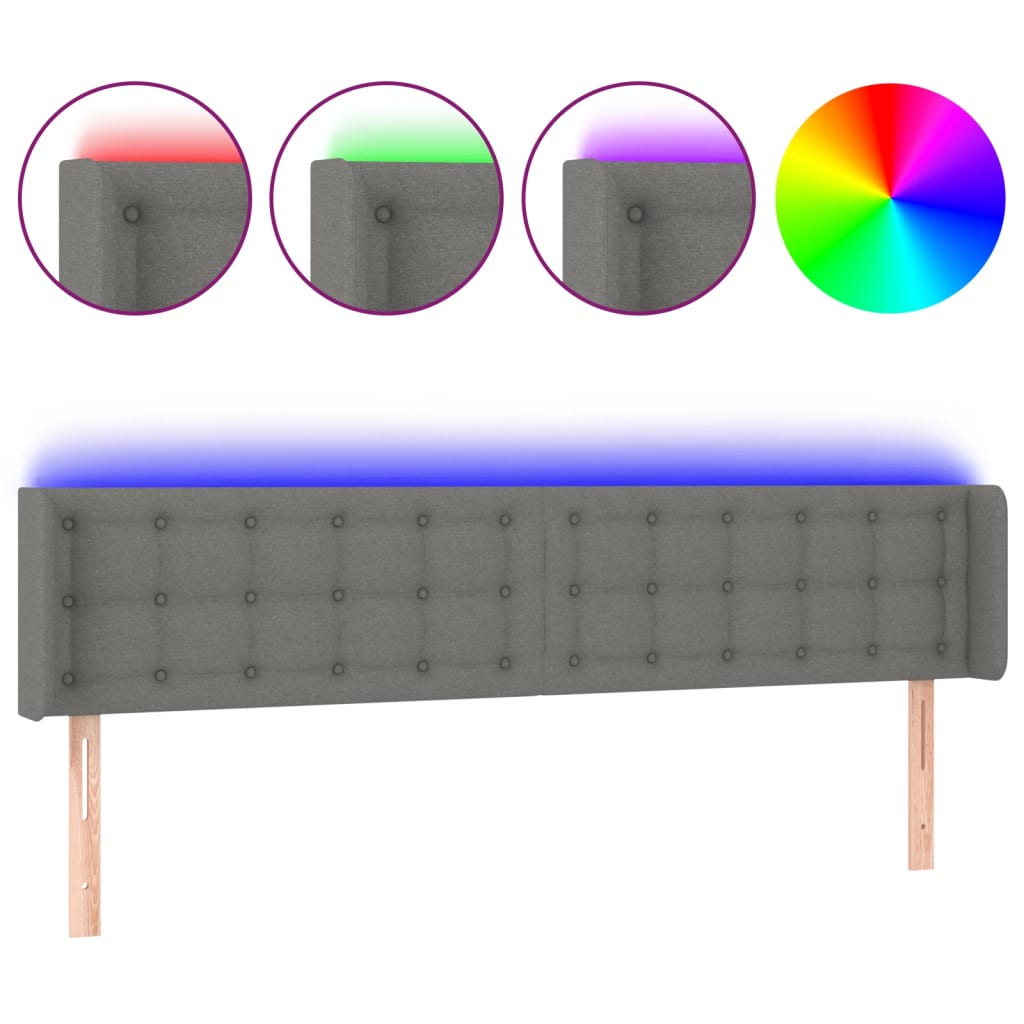 LED uzglavlje tamnosivo 183x16x78/88 cm od tkanine