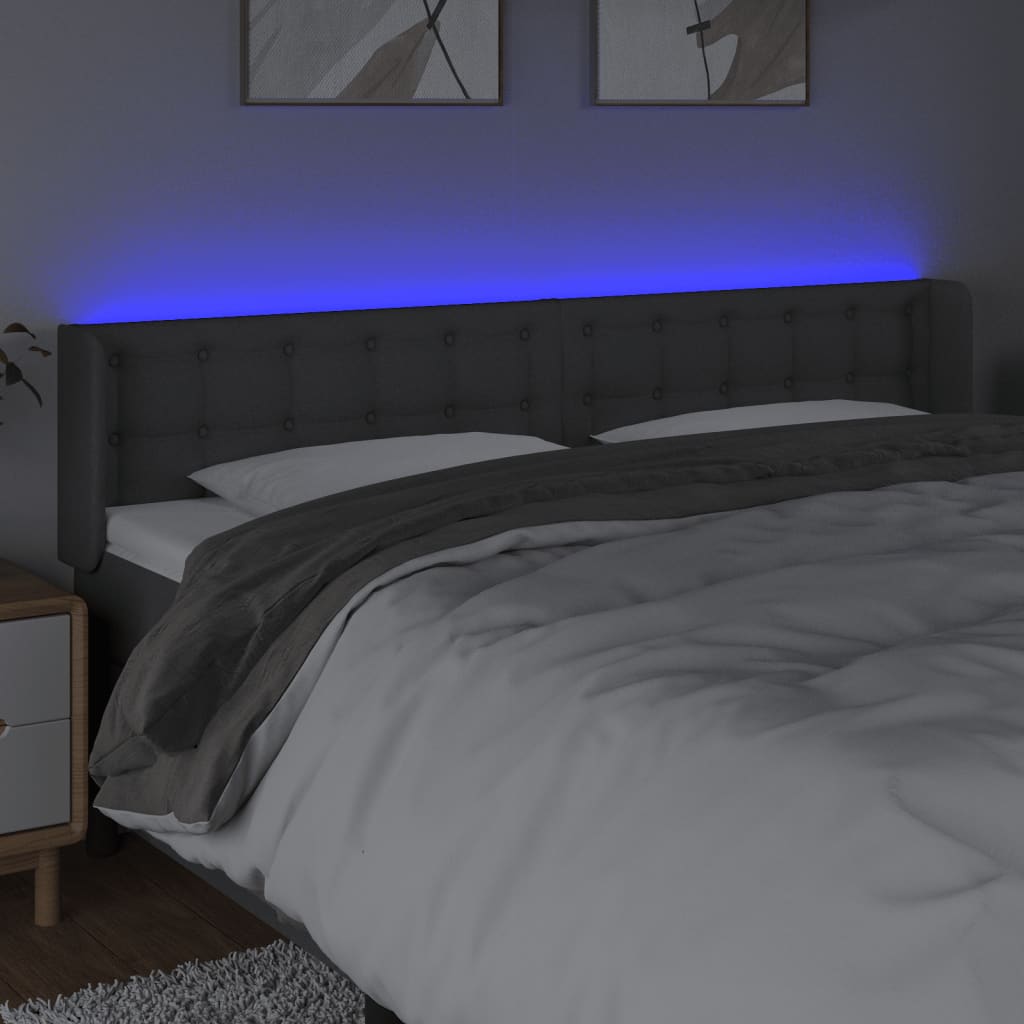 LED uzglavlje tamnosivo 183x16x78/88 cm od tkanine