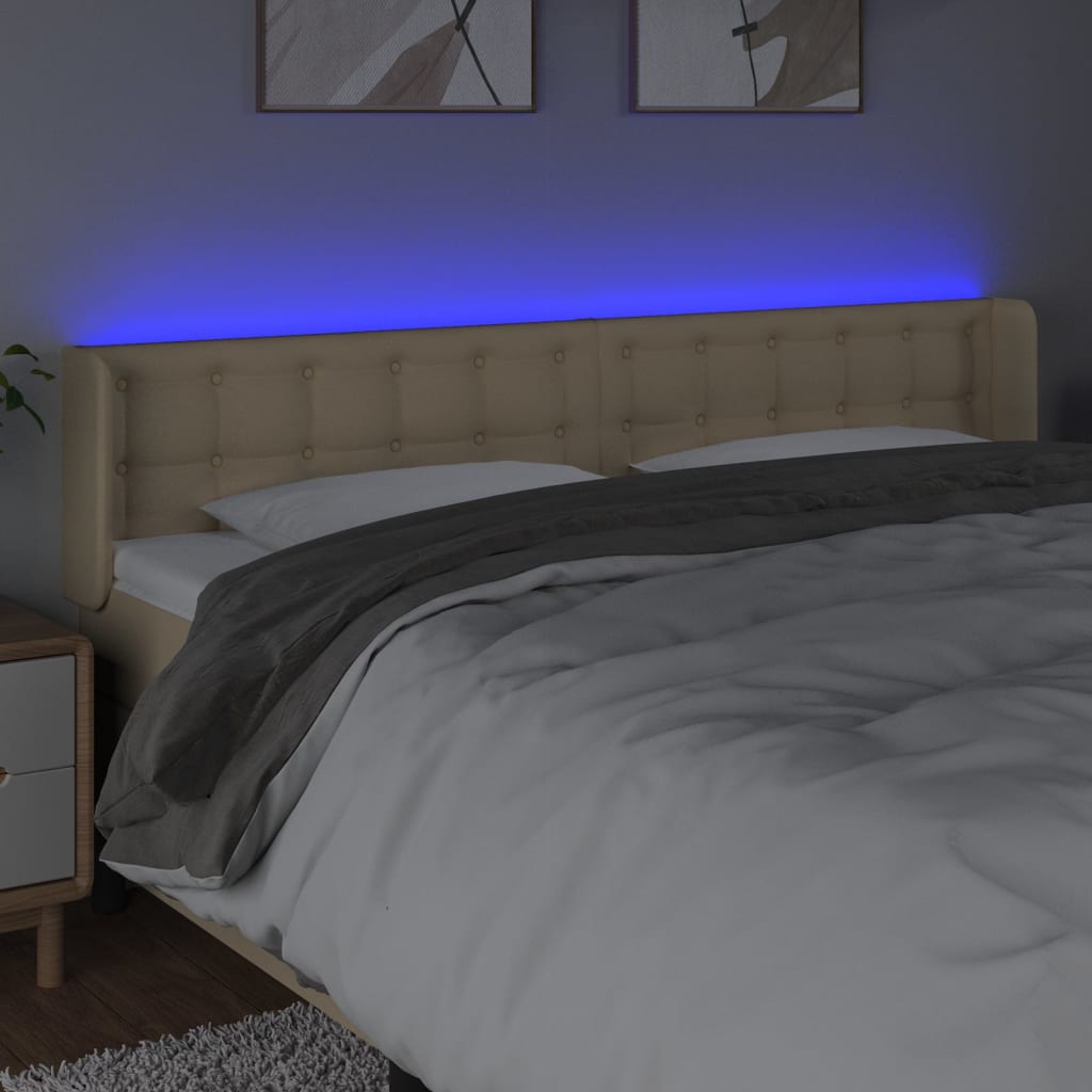 LED uzglavlje krem 183x16x78/88 cm od tkanine