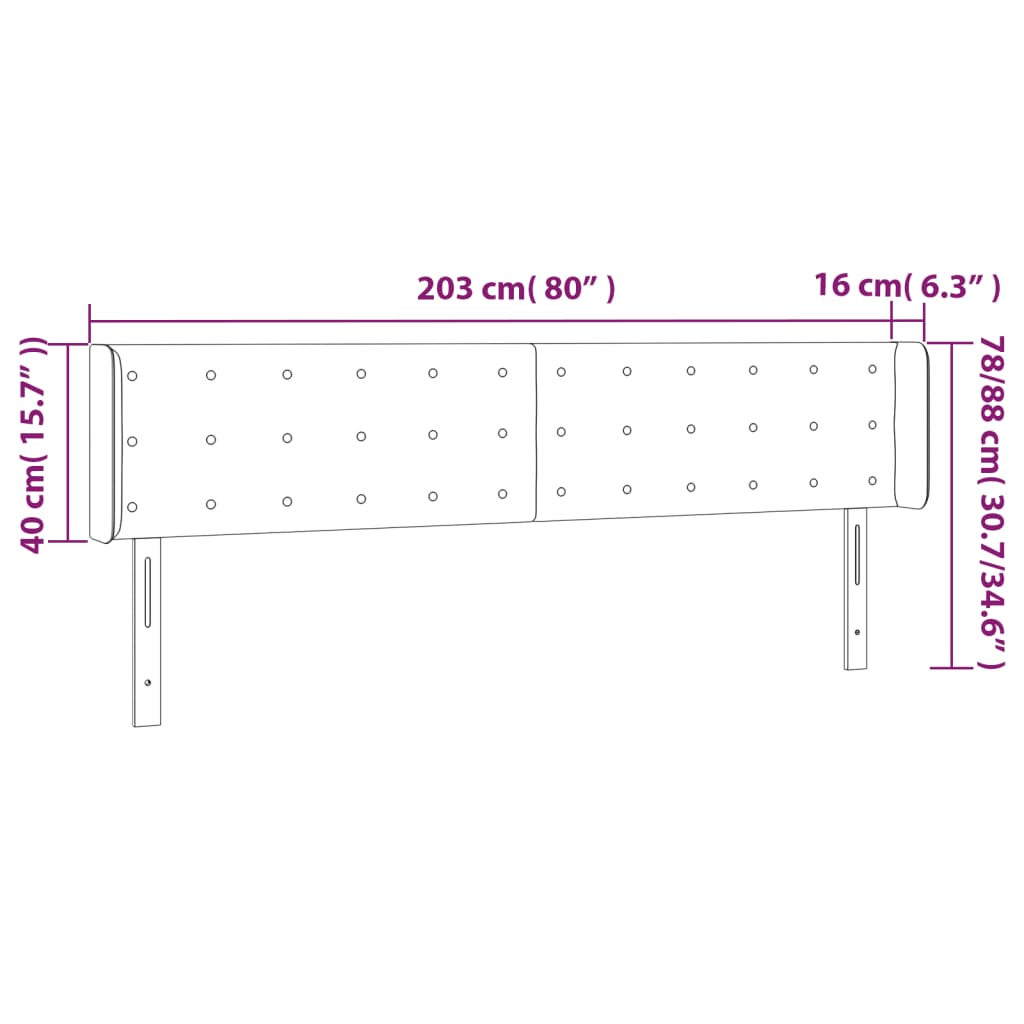 LED uzglavlje plavo 203x16x78/88 cm od tkanine