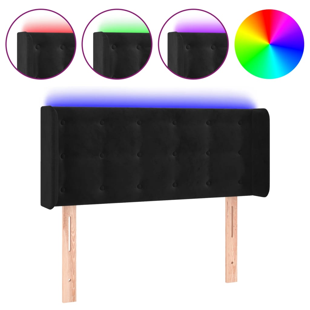 LED uzglavlje crno 83x16x78/88 cm baršunasto