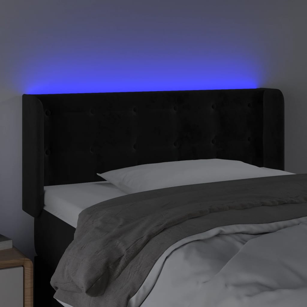 LED uzglavlje crno 93x16x78/88 cm baršunasto