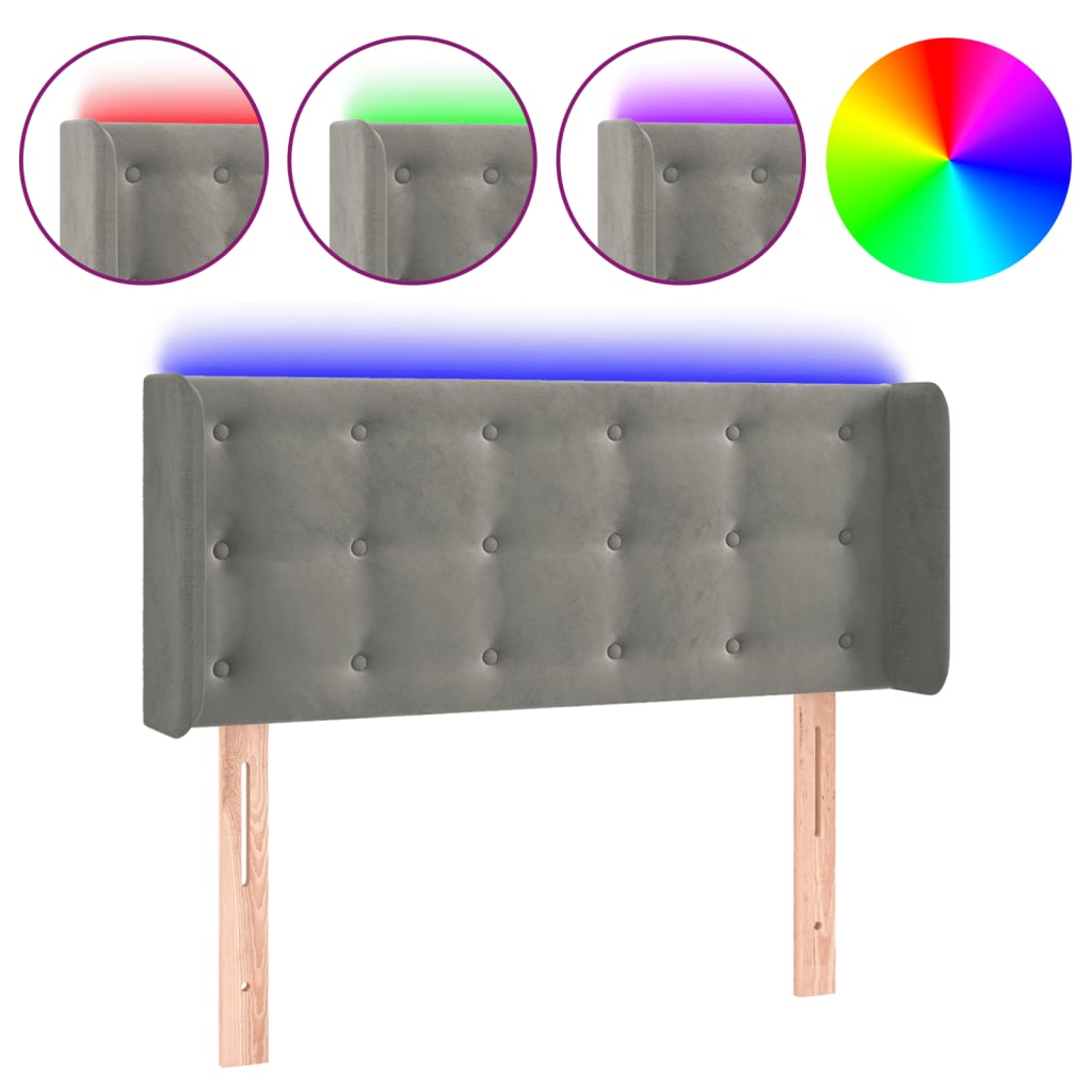 LED uzglavlje svjetlosivo 103x16x78/88 cm baršunasto