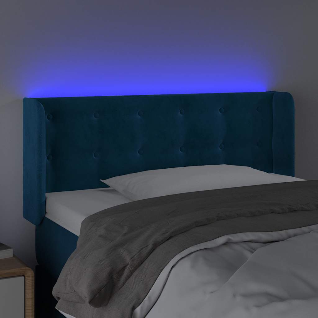 LED uzglavlje tamnoplavo 103x16x78/88 cm baršunasto