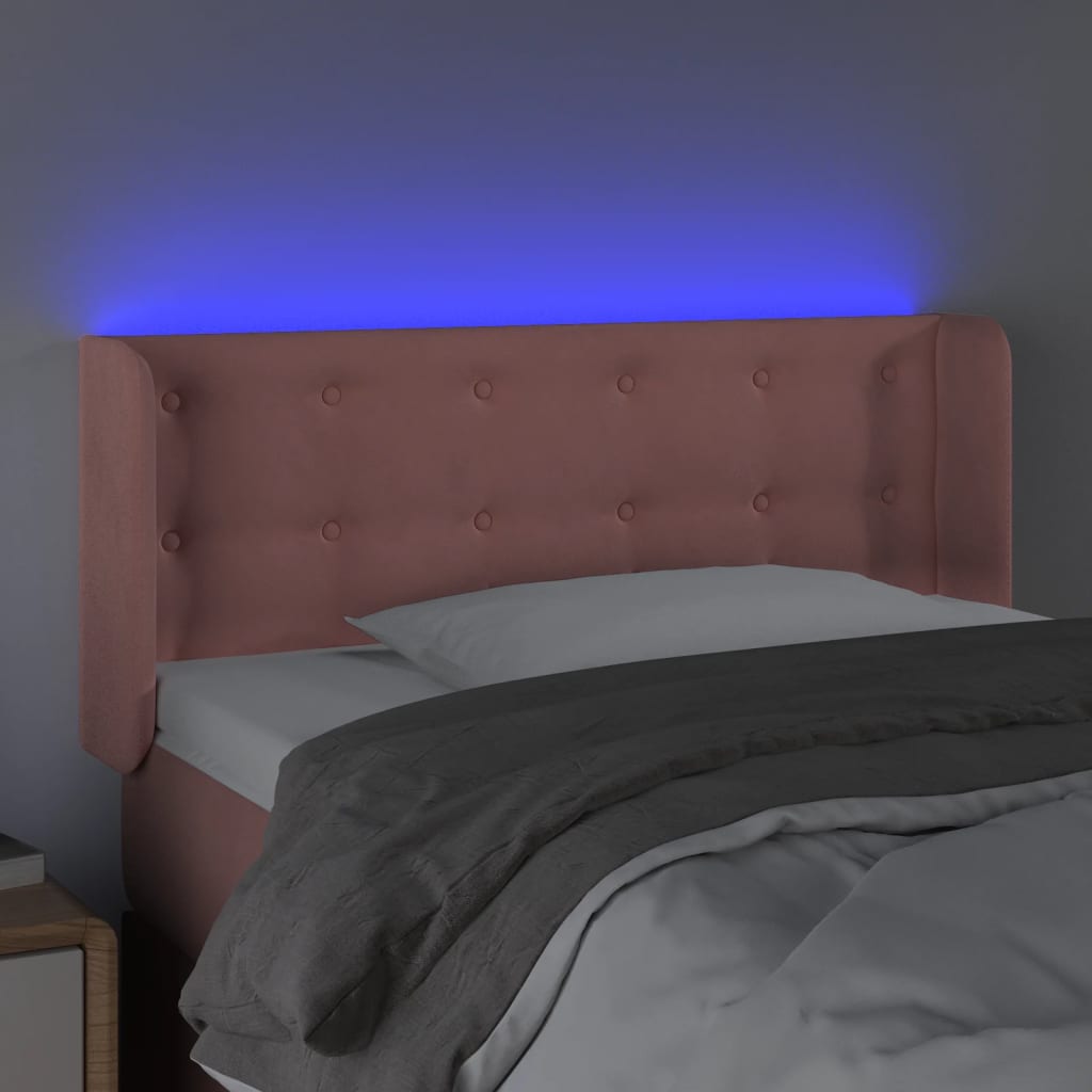 LED uzglavlje ružičasto 103x16x78/88 cm baršunasto