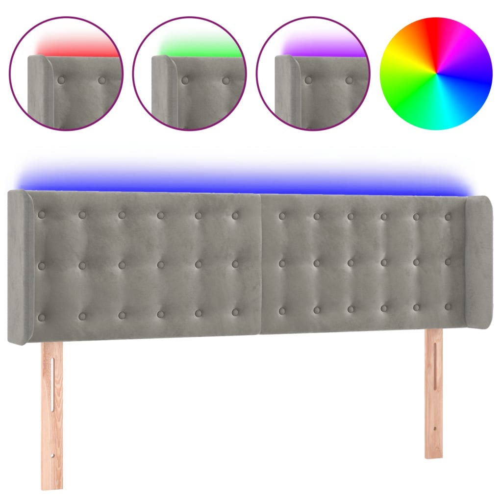 LED uzglavlje svjetlosivo 147x16x78/88 cm baršunasto