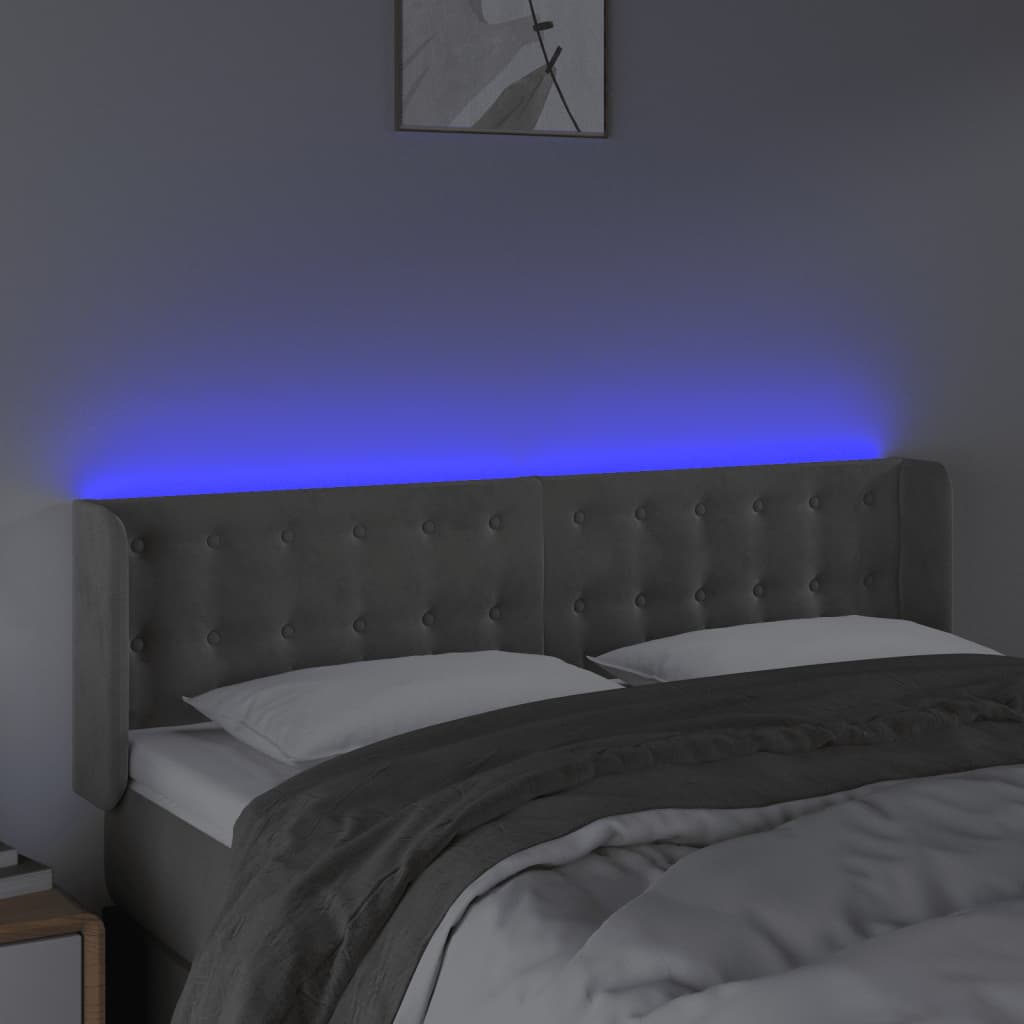 LED uzglavlje svjetlosivo 147x16x78/88 cm baršunasto
