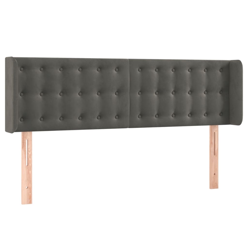 LED uzglavlje tamnosivo 147x16x78/88 cm baršunasto