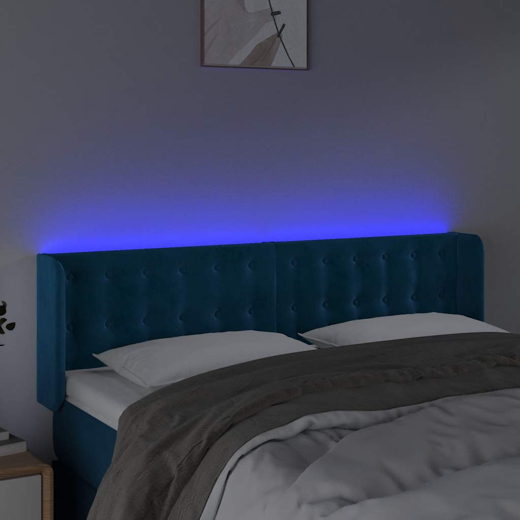LED uzglavlje tamnoplavo 147x16x78/88 cm baršunasto