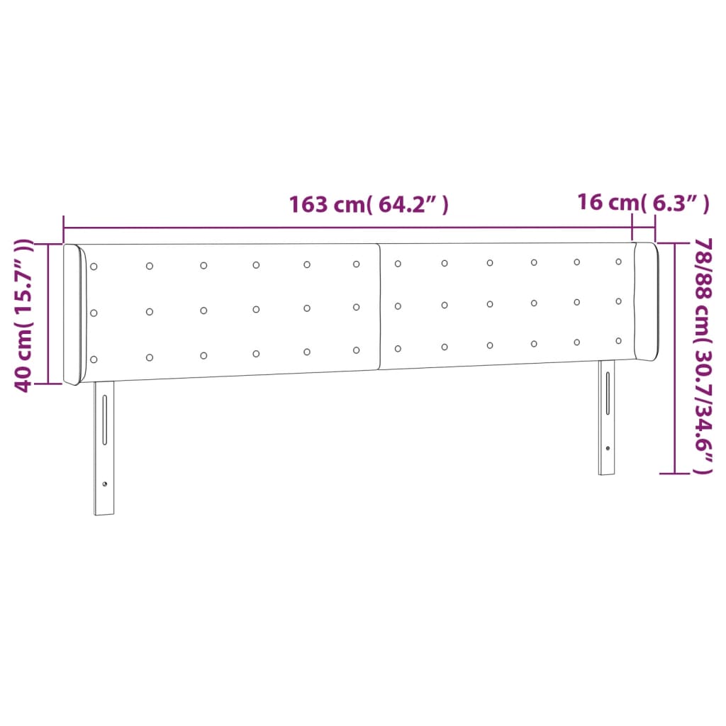 LED uzglavlje tamnosivo 163x16x78/88 cm baršunasto