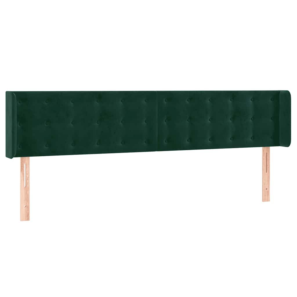 LED uzglavlje tamnozeleno 163x16x78/88 cm baršunasto