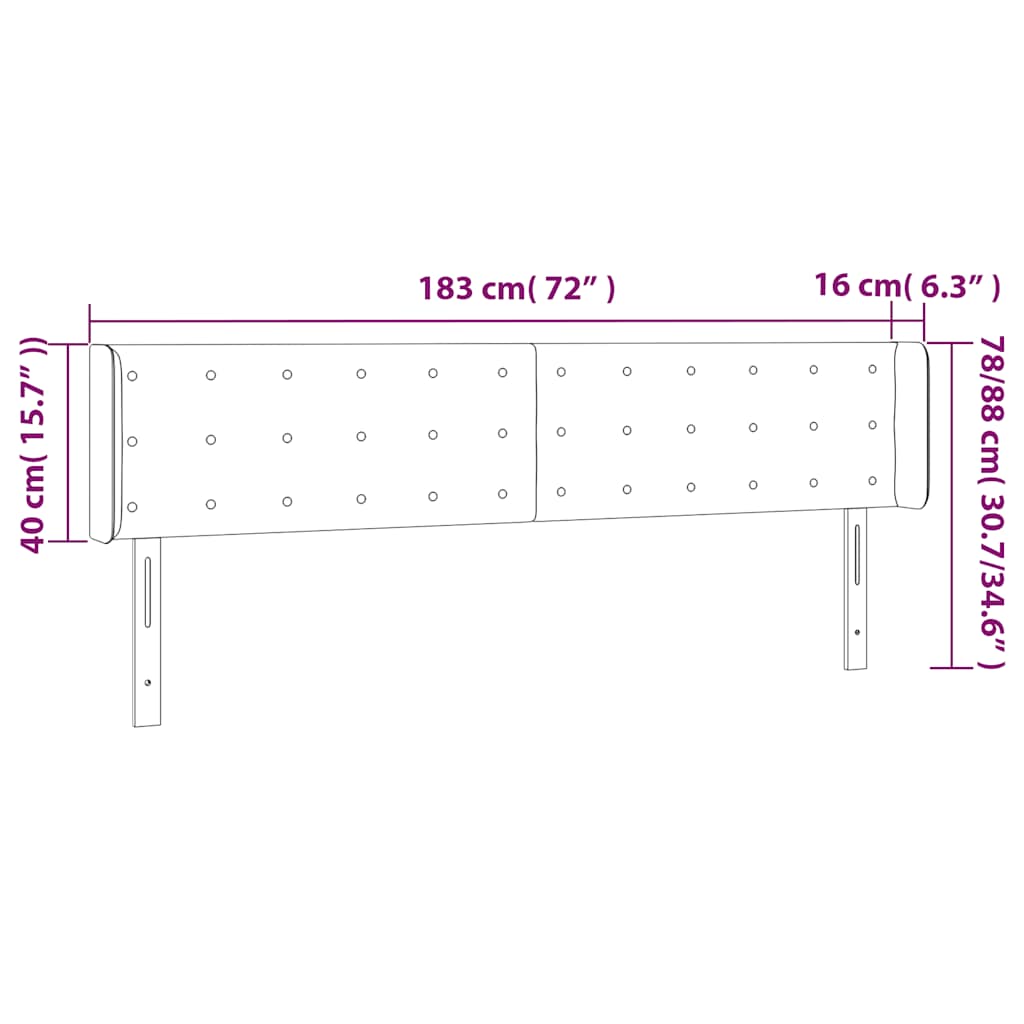 LED uzglavlje tamnozeleno 183x16x78/88 cm baršunasto