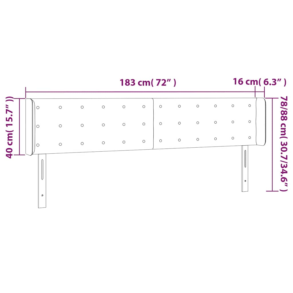 LED uzglavlje tamnoplavo 183x16x78/88 cm baršunasto