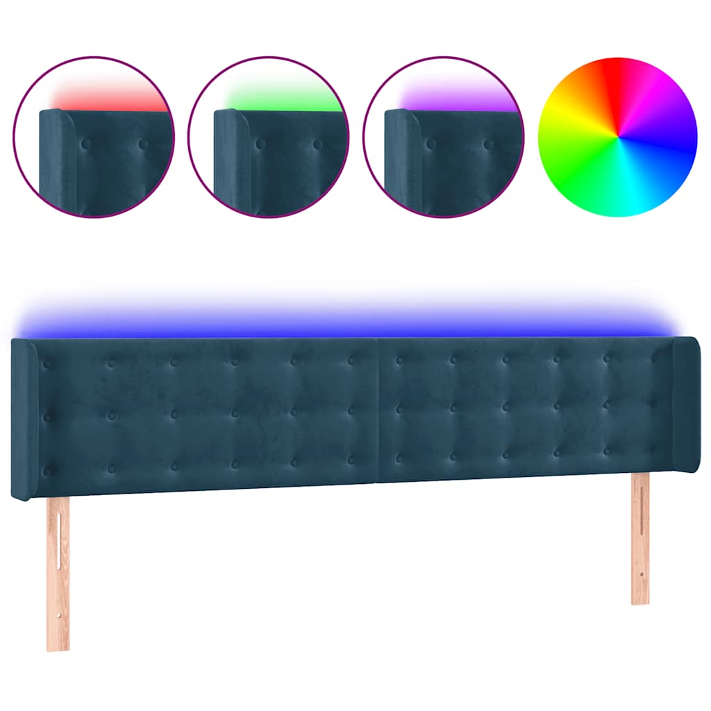 LED uzglavlje tamnoplavo 203x16x78/88 cm baršunasto