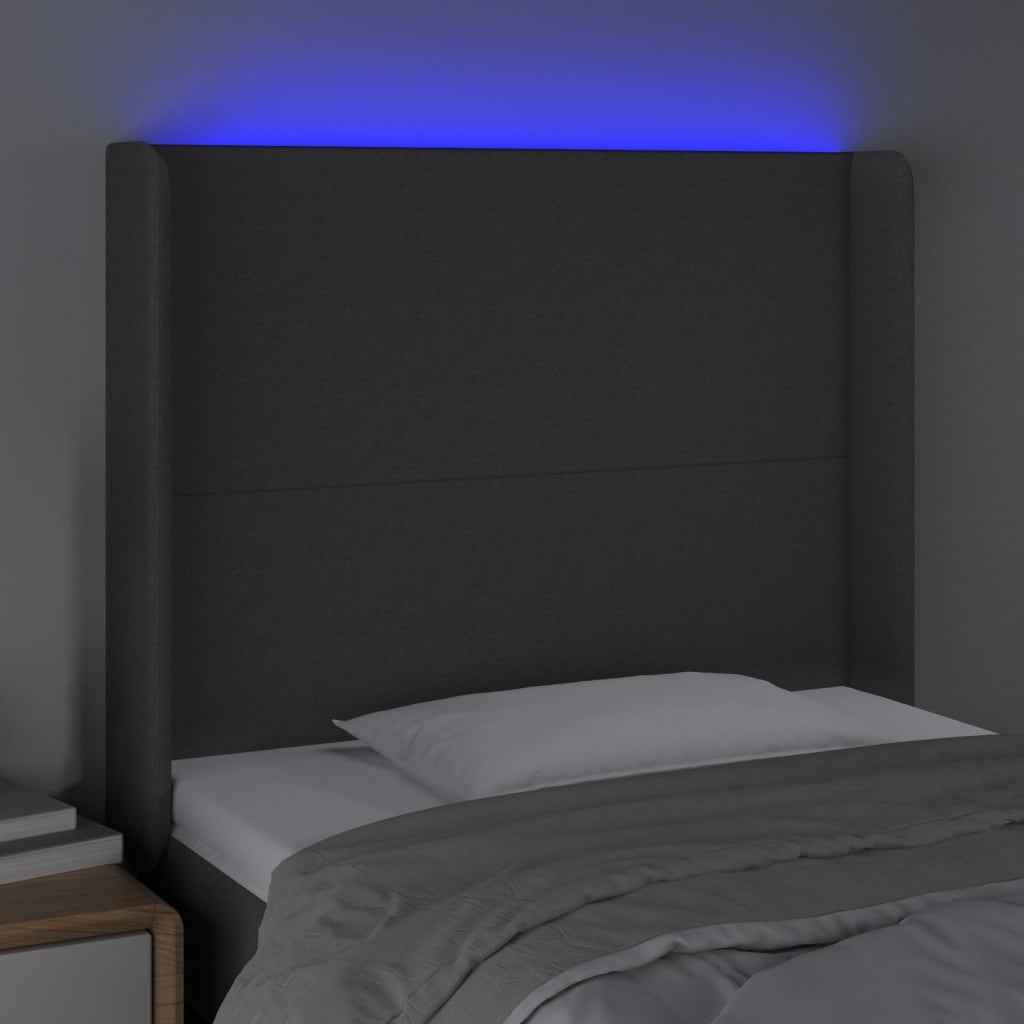 LED uzglavlje tamnosivo 83 x 16 x 118/128 cm od tkanine