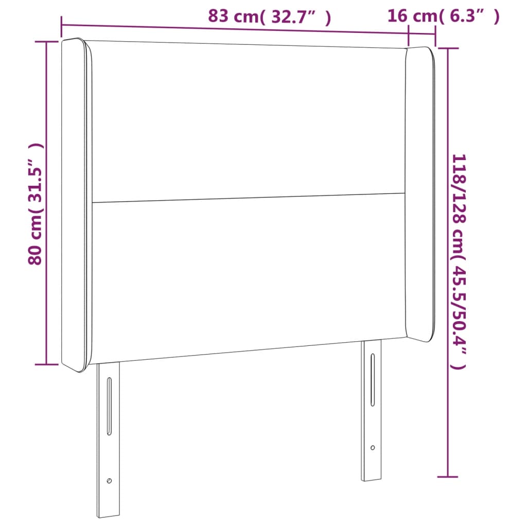 LED uzglavlje tamnosivo 83 x 16 x 118/128 cm od tkanine