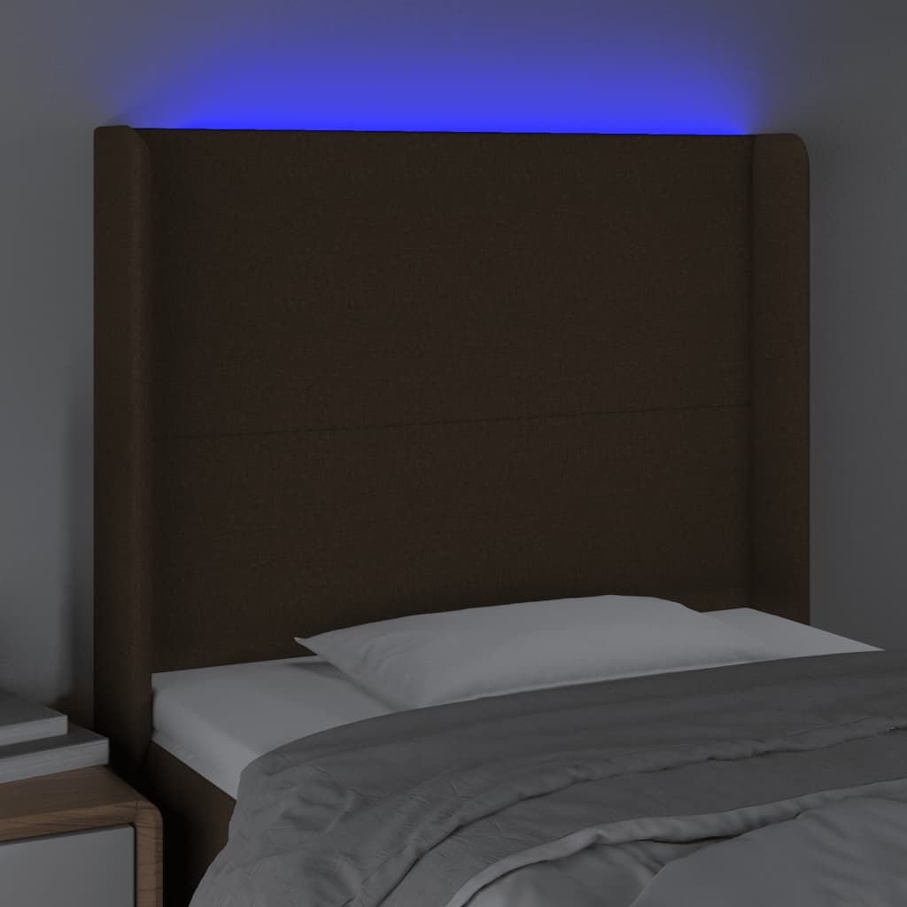 LED uzglavlje tamnosmeđe 83x16x118/128 cm od tkanine