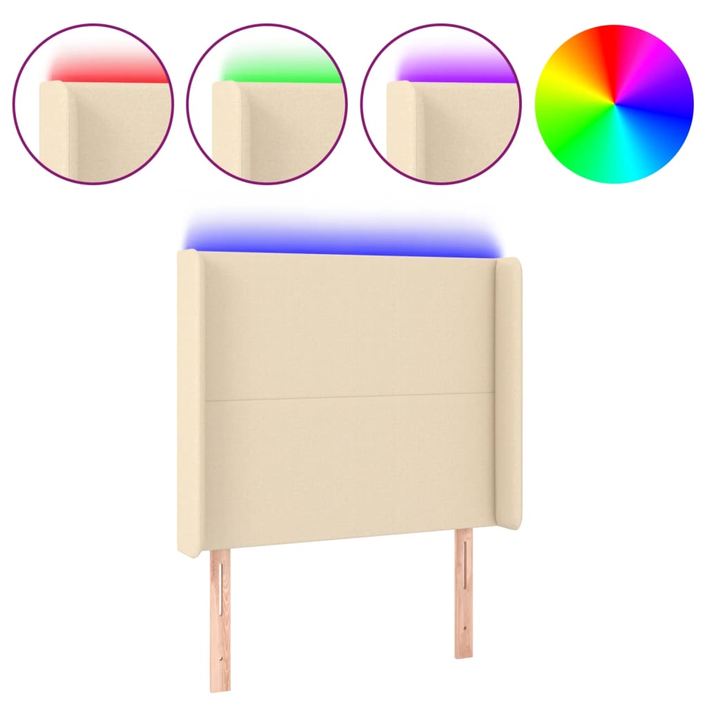LED uzglavlje krem 103 x 16 x 118/128 cm od tkanine