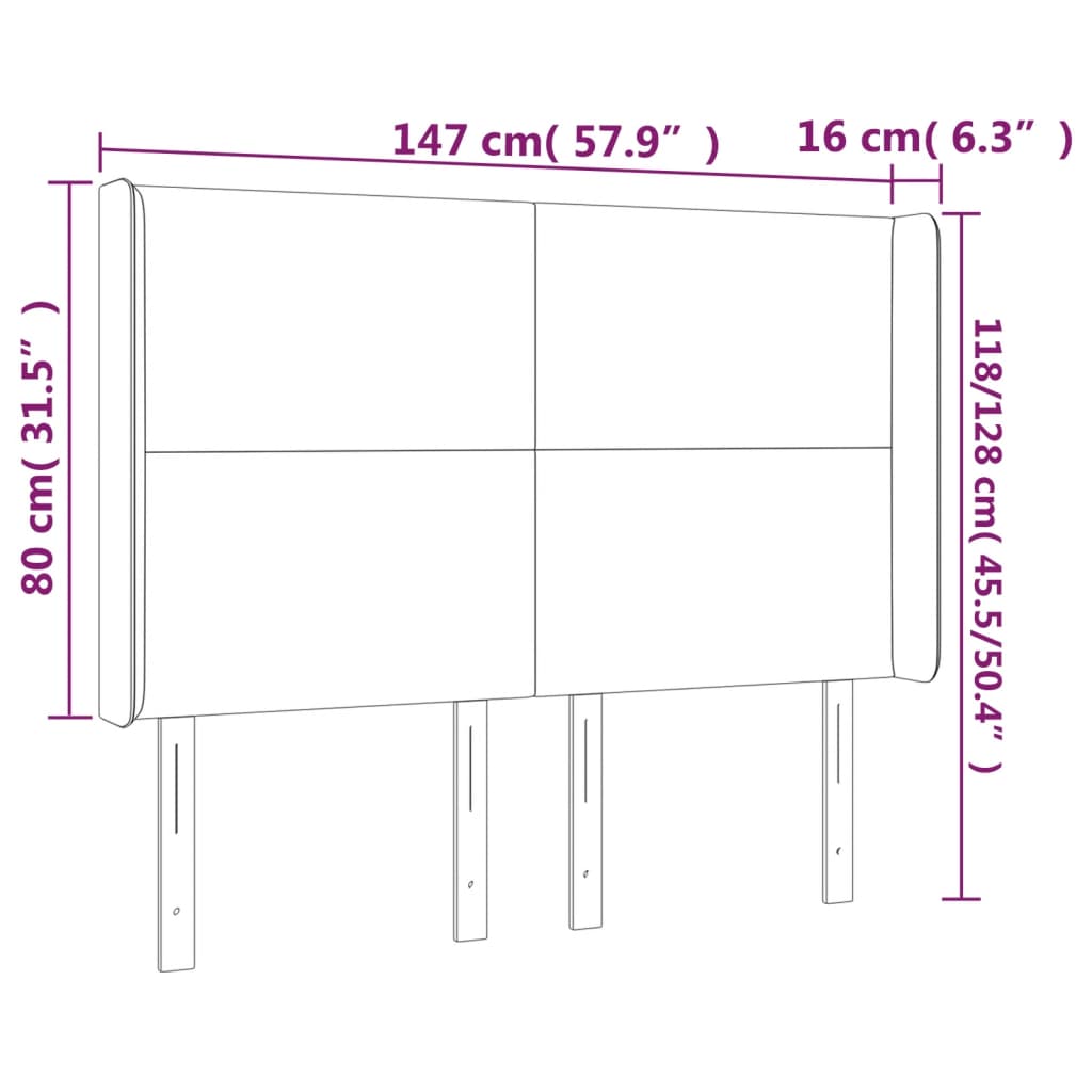 LED uzglavlje tamnosivo 147 x 16 x 118/128 cm od tkanine