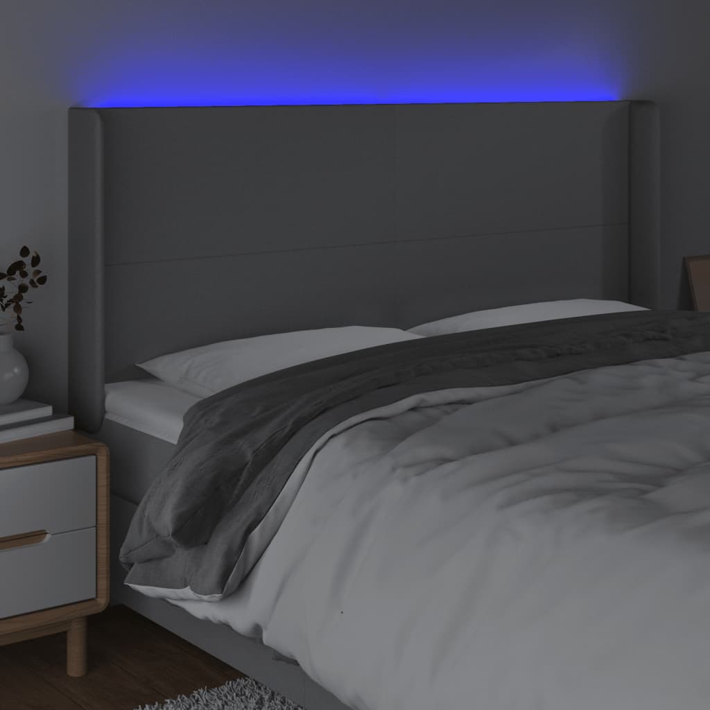 LED uzglavlje svjetlosivo 163 x 16 x 118/128 cm od tkanine