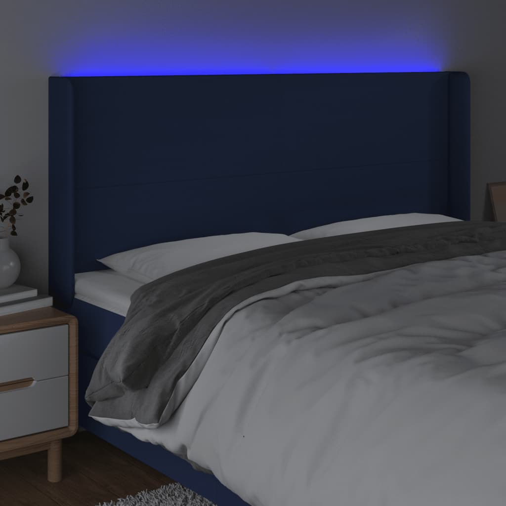 LED uzglavlje plavo 163 x 16 x 118/128 cm od tkanine