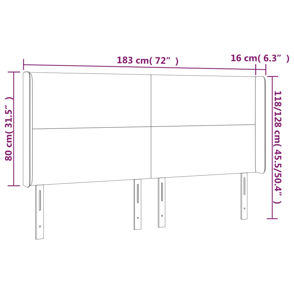 LED uzglavlje svjetlosivo 183 x 16 x 118/128 cm od tkanine