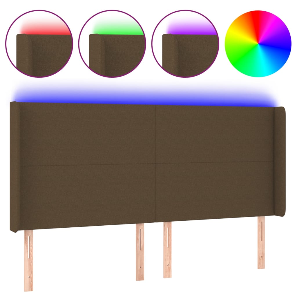 LED uzglavlje tamnosmeđe 183x16x118/128 cm od tkanine