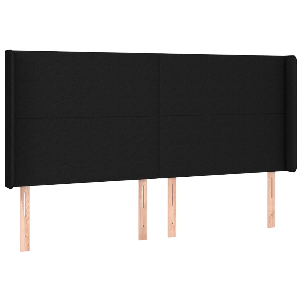 LED uzglavlje crno 203 x 16 x 118/128 cm od tkanine