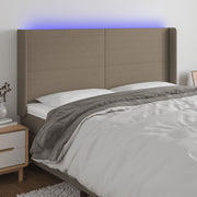 LED uzglavlje smeđesivo 203 x 16 x 118/128 cm od tkanine