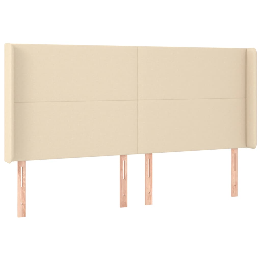 LED uzglavlje krem 203 x 16 x 118/128 cm od tkanine