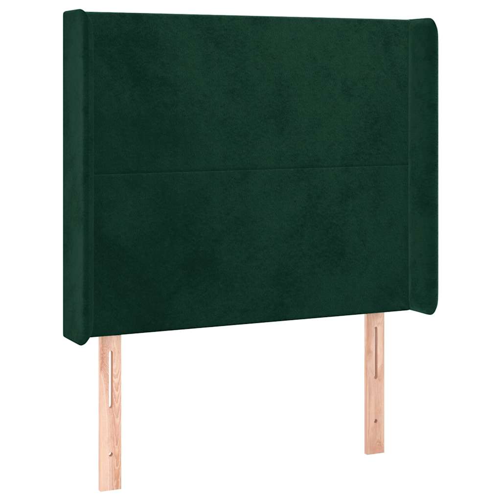 LED uzglavlje tamnozeleno 93x16x118/128 cm baršunasto
