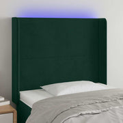 LED uzglavlje tamnozeleno 93x16x118/128 cm baršunasto