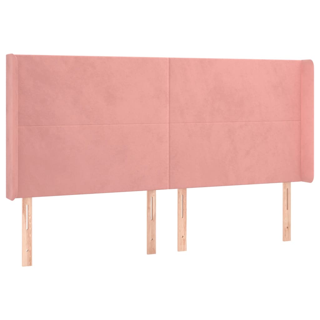LED uzglavlje Ružičasta 163x16x118/128 cm baršunasto