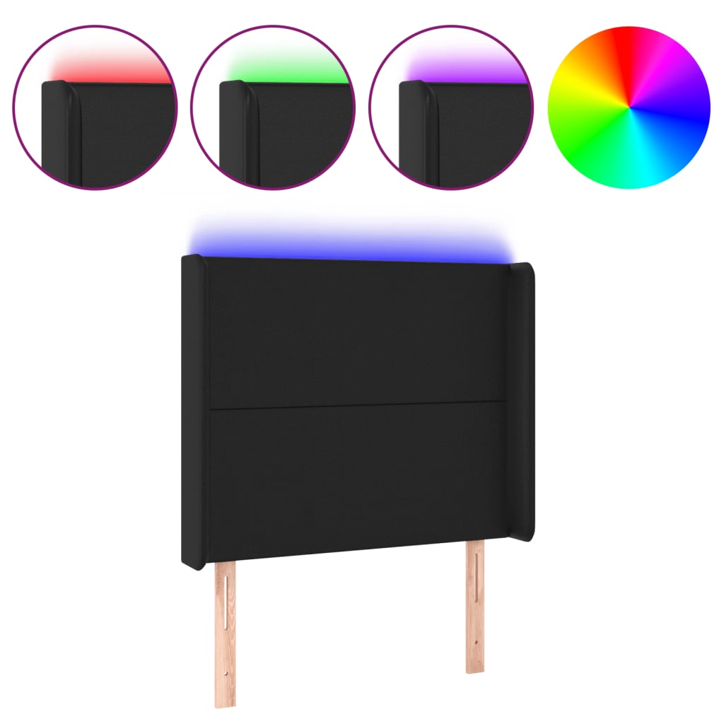 LED uzglavlje crno 83x16x118/128 cm od umjetne kože