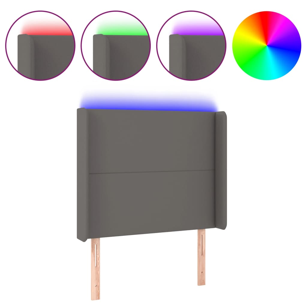 LED uzglavlje sivo 83x16x118/128 cm od umjetne kože