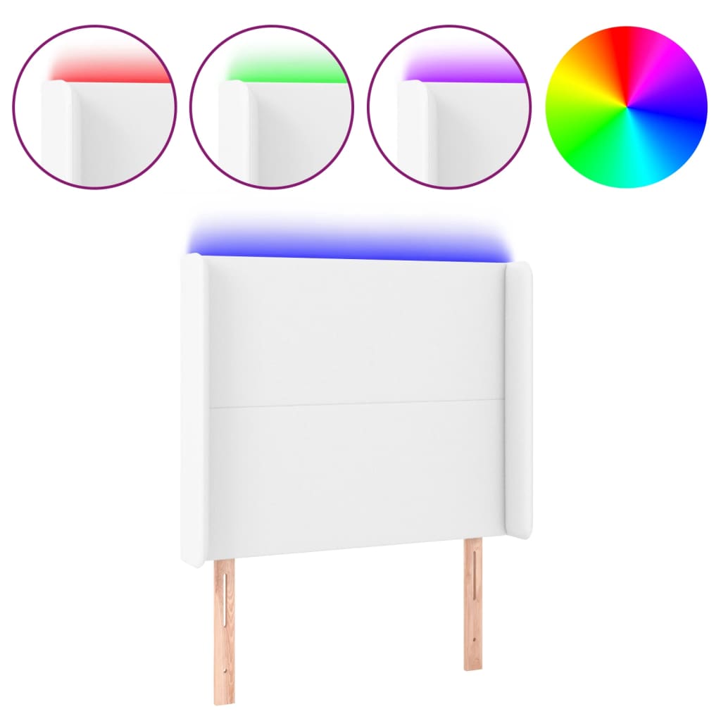 LED uzglavlje bijelo 93x16x118/128 cm od umjetne kože