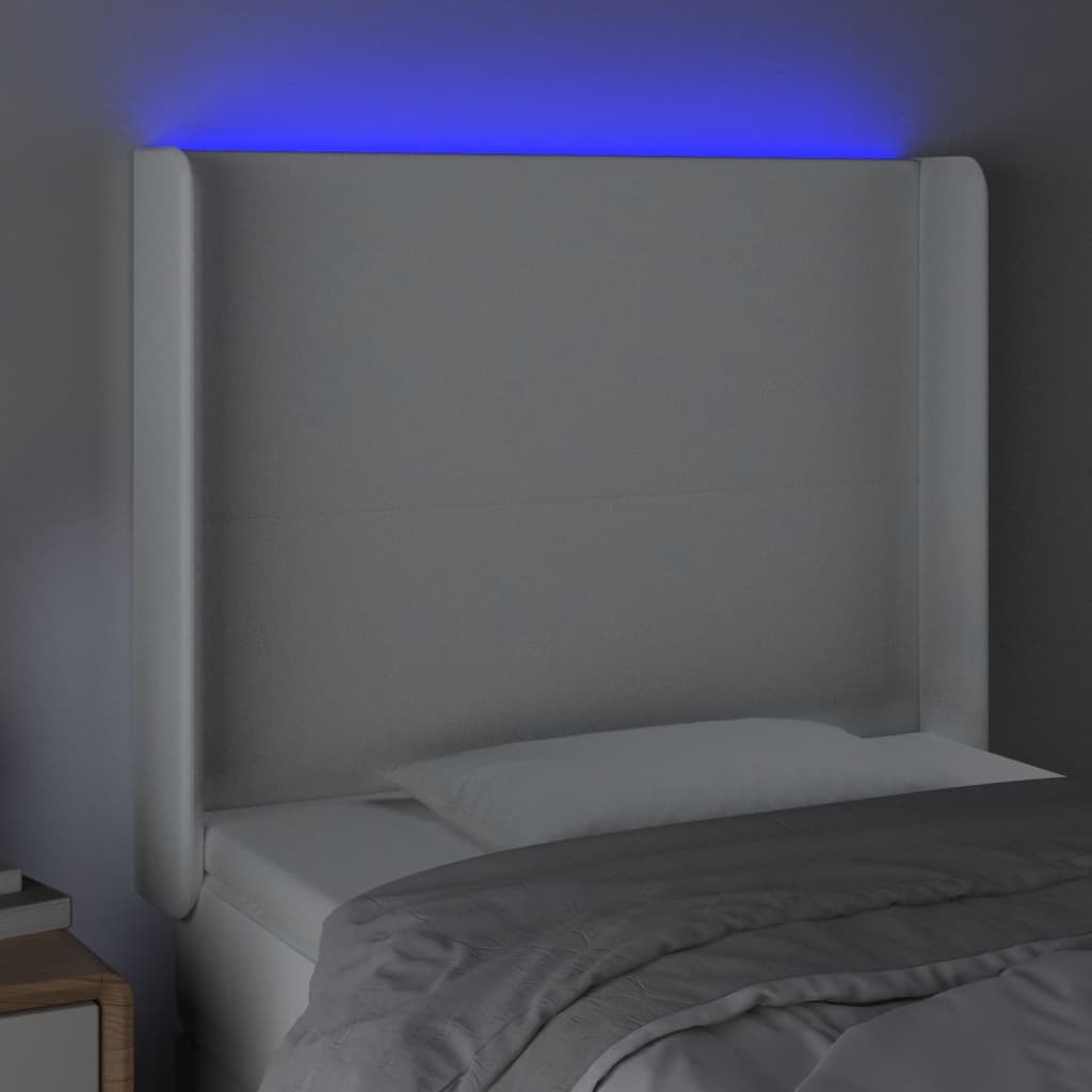 LED uzglavlje bijelo 93x16x118/128 cm od umjetne kože
