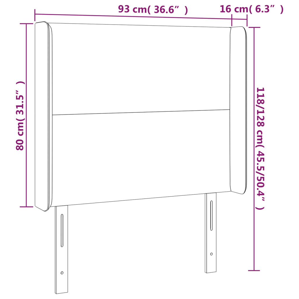 LED uzglavlje bijelo 93x16x118/128 cm od umjetne kože