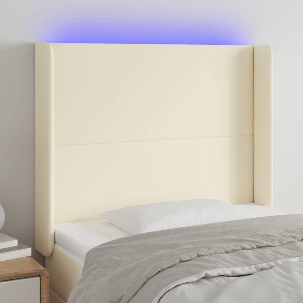 LED uzglavlje krem 103 x 16 x 118/128 cm od umjetne kože