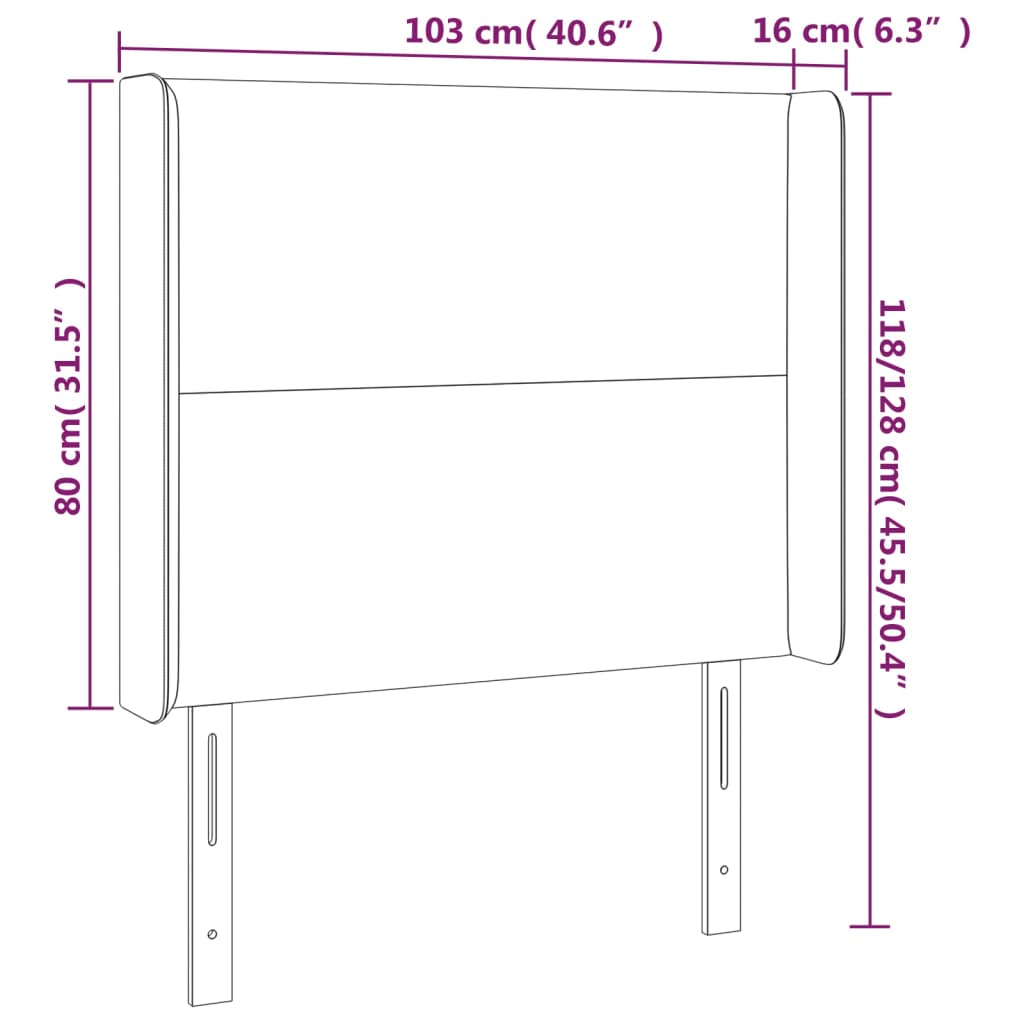 LED uzglavlje sivo 103x16x118/128 cm od umjetne kože