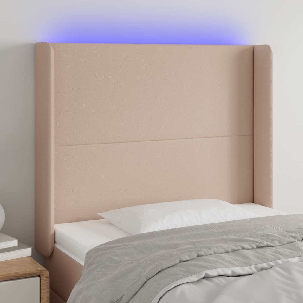 LED uzglavlje boja cappuccina 103x16x118/128 cm od umjetna koža