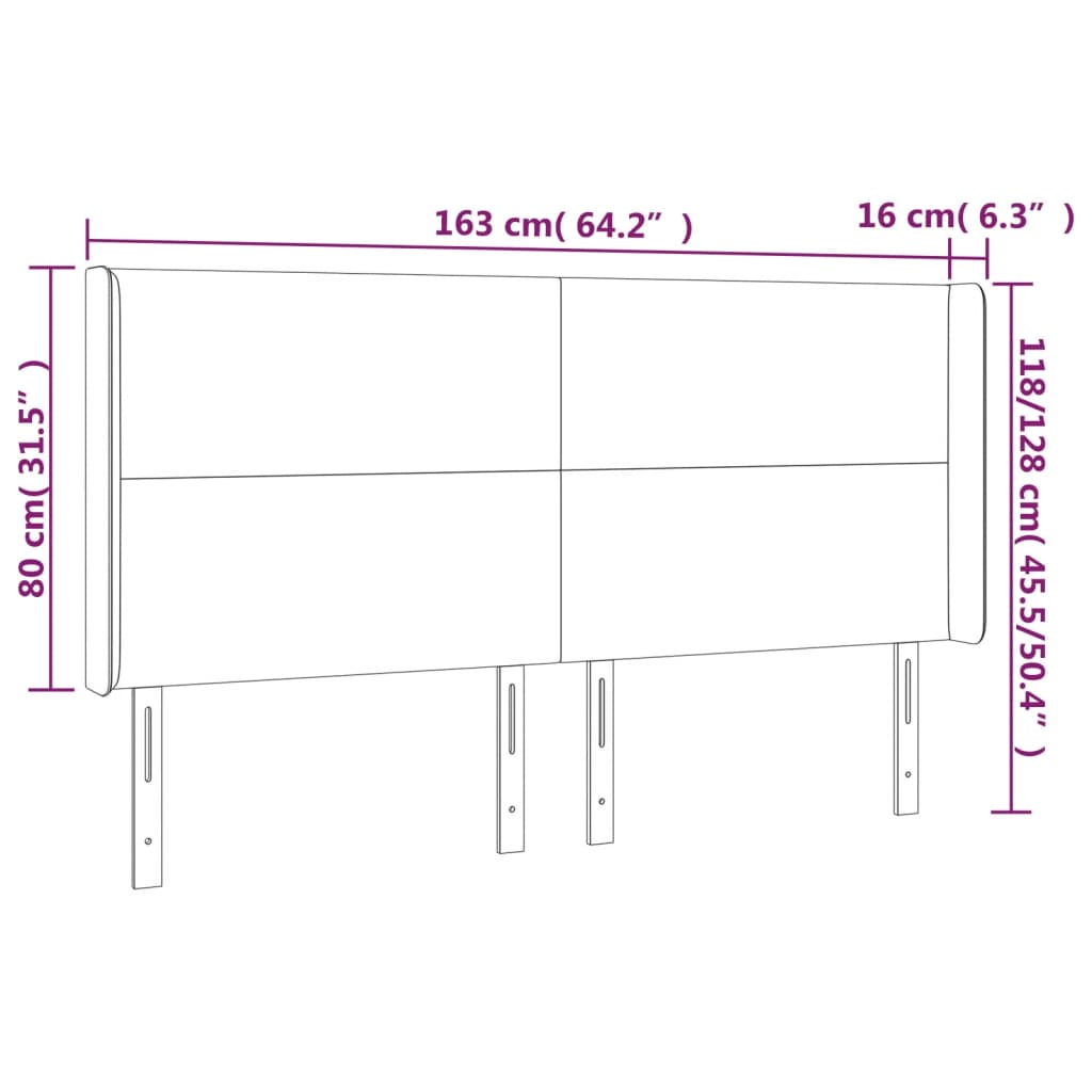 LED uzglavlje krem 163 x 16 x 118/128 cm od umjetne kože