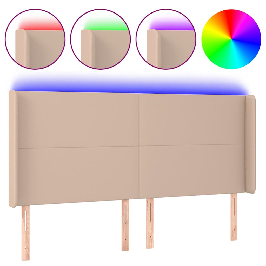 LED uzglavlje boja cappuccina 163x16x118/128cm od umjetna koža