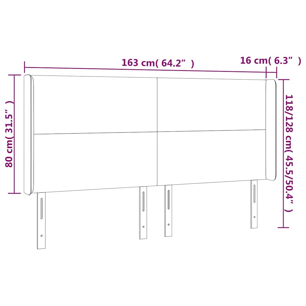 LED uzglavlje boja cappuccina 163x16x118/128cm od umjetna koža
