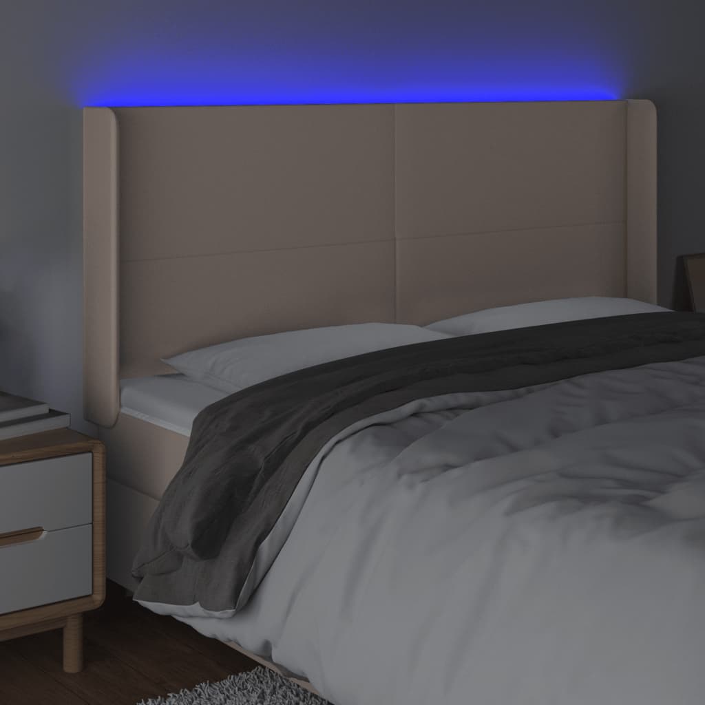 LED uzglavlje boja cappuccina 183x16x118/128cm od umjetna koža