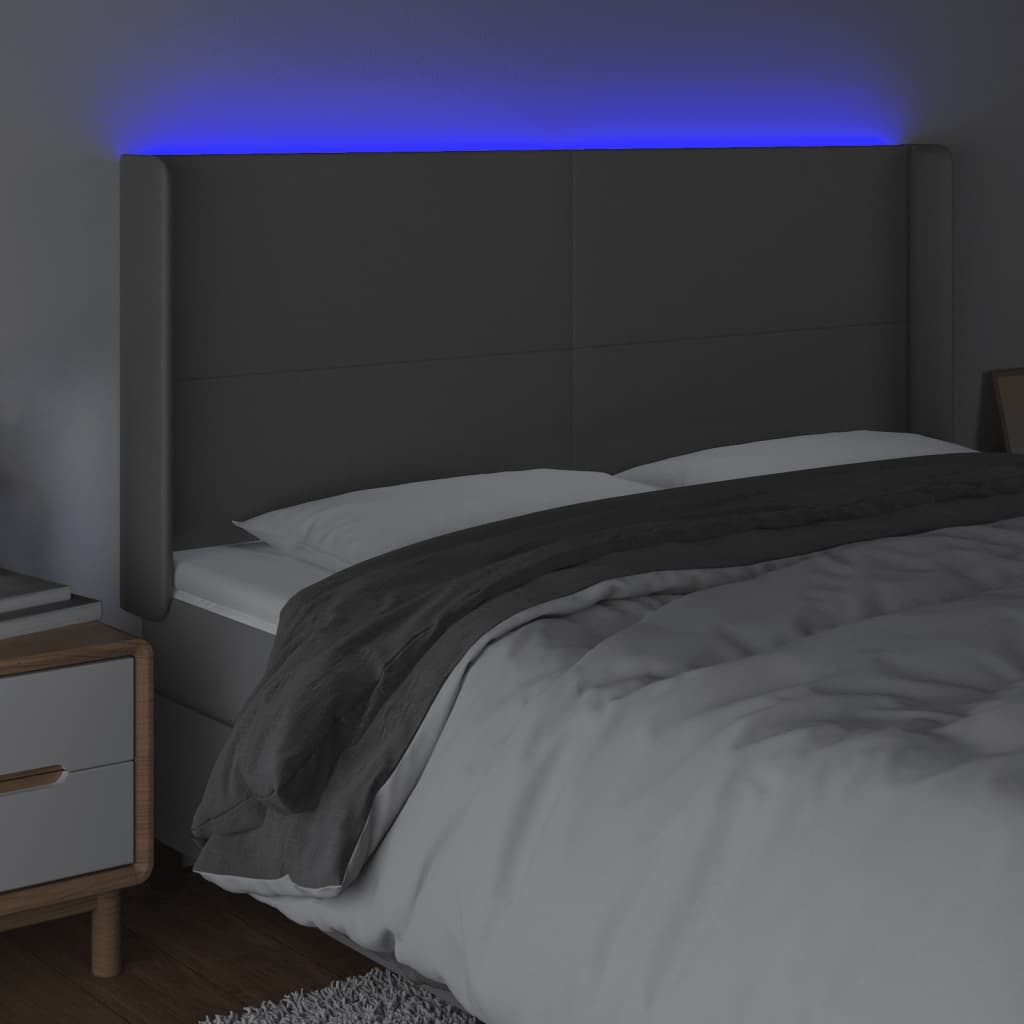 LED uzglavlje sivo 203x16x118/128 cm od umjetne kože