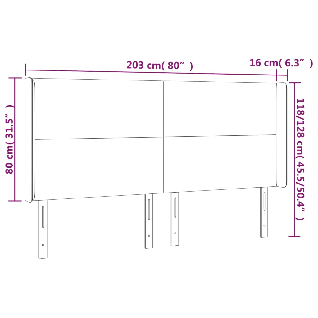 LED uzglavlje sivo 203x16x118/128 cm od umjetne kože