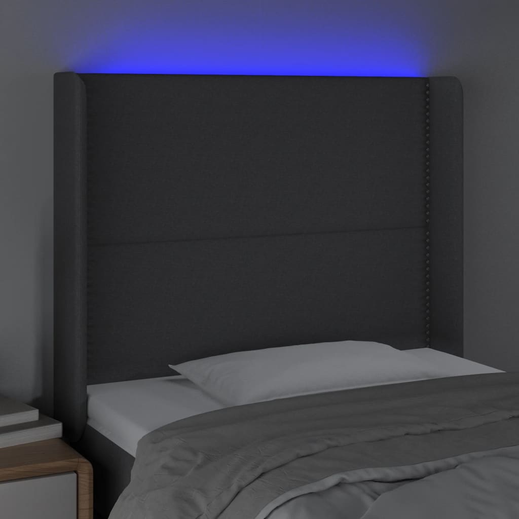 LED uzglavlje tamnosivo 93 x 16 x 118/128 cm od tkanine