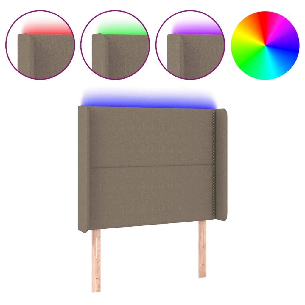 LED uzglavlje smeđesivo 93 x 16 x 118/128 cm od tkanine