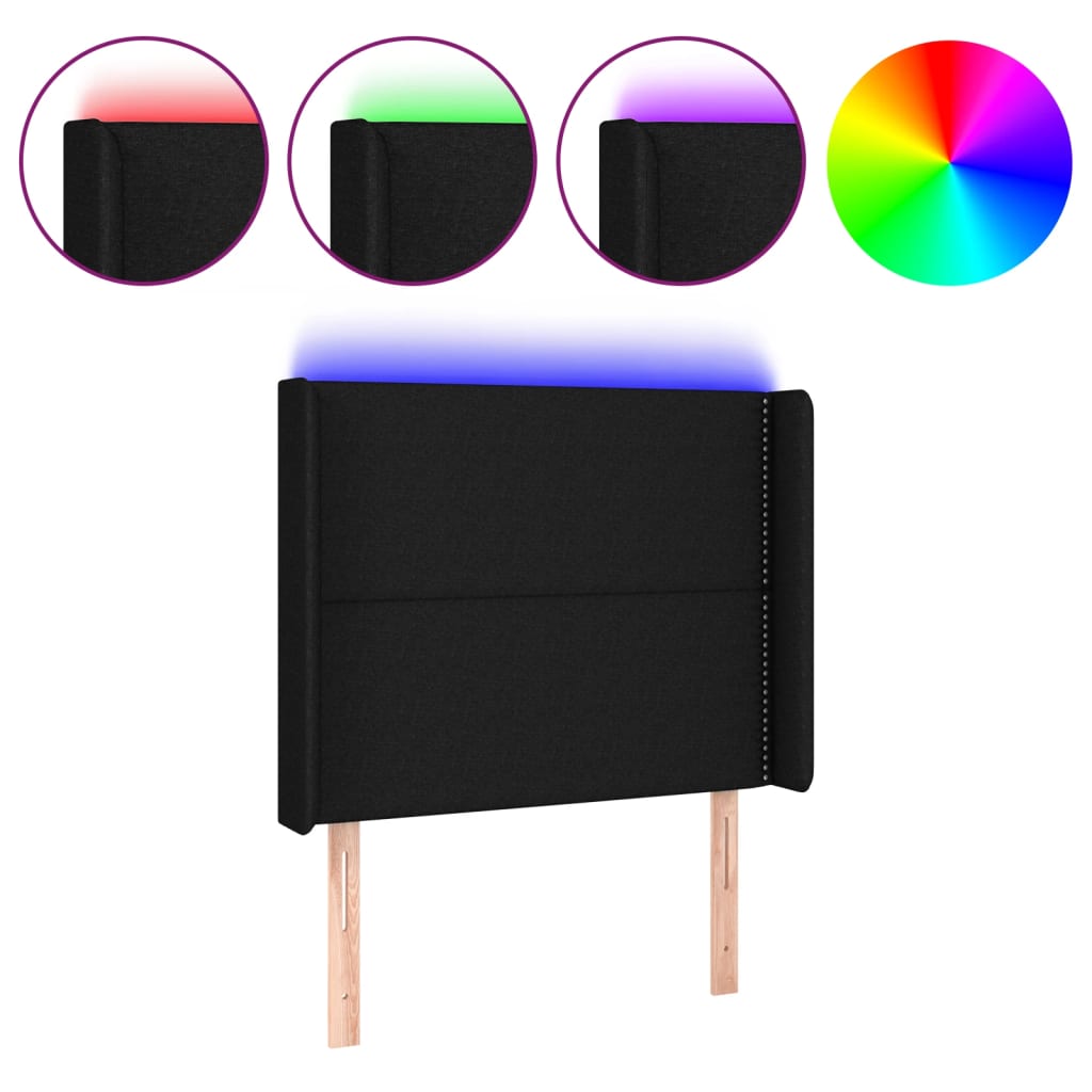 LED uzglavlje crno 103 x 16 x 118/128 cm od tkanine